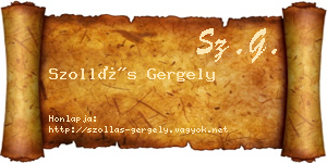 Szollás Gergely névjegykártya